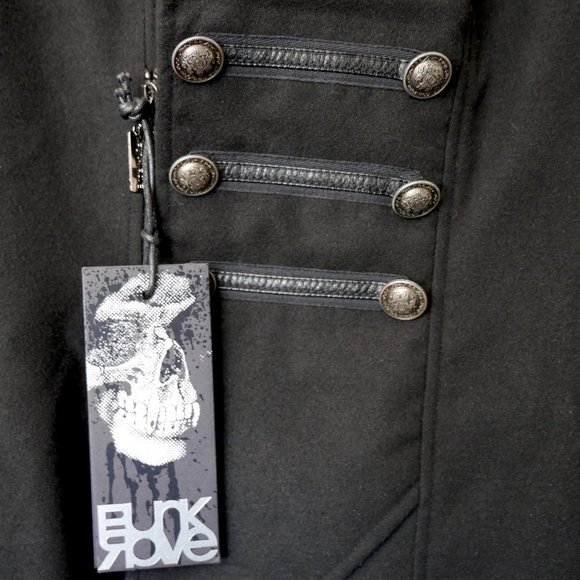 Men's Punk Military Style Long Coat - Picture 2 of 10